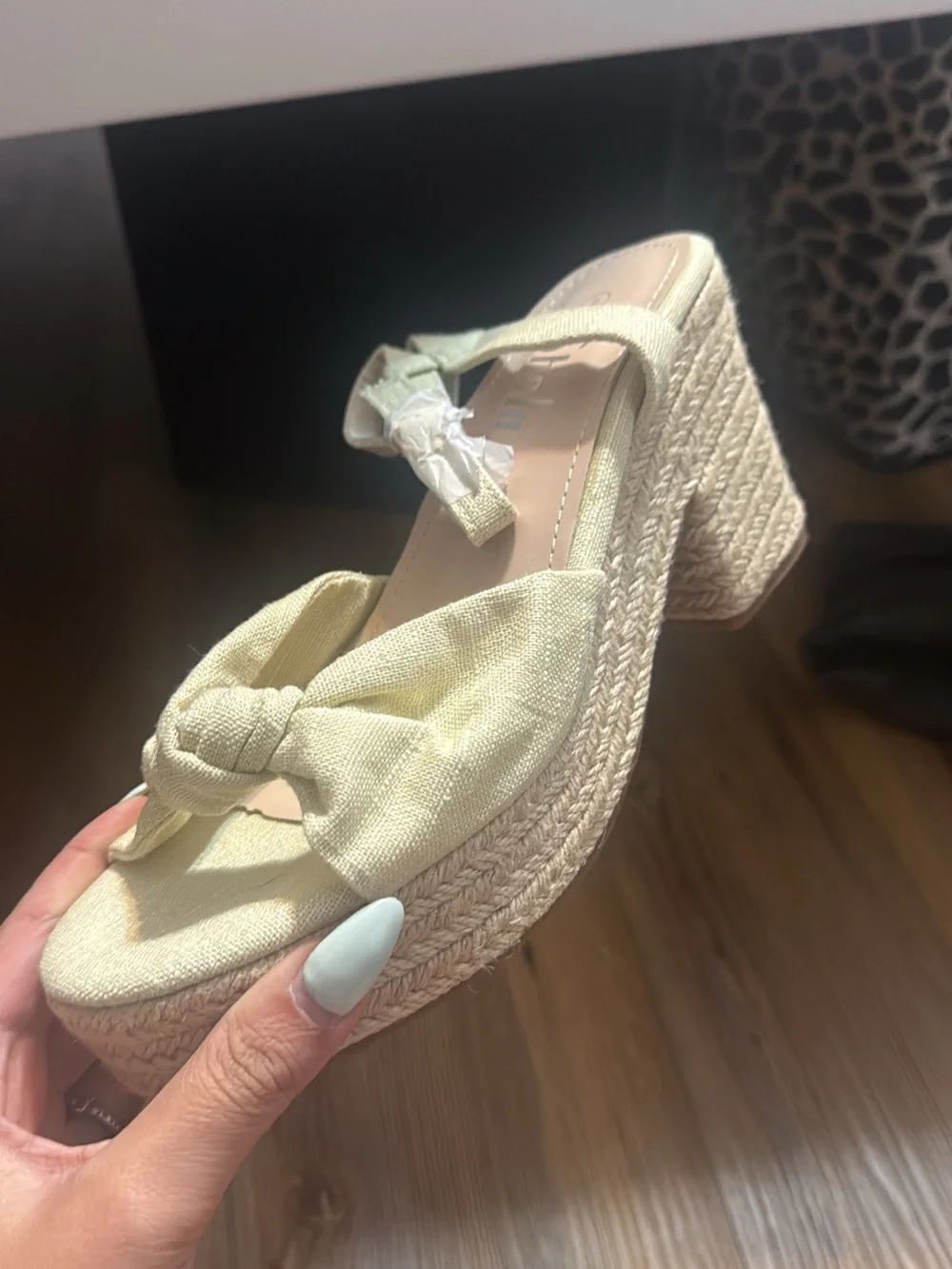 SHEIN Light Beige Knotted Espadrille Platform Sandals